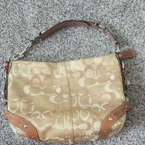 Coach Tan and Brown Shoulder Bag